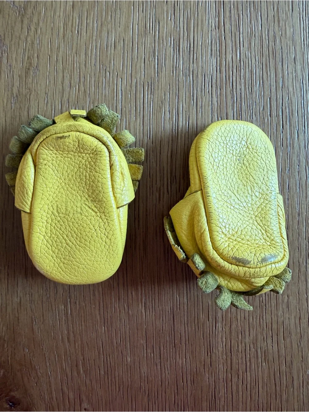 Freshly Picked Yellow Leather Baby Moccasins with Fringe